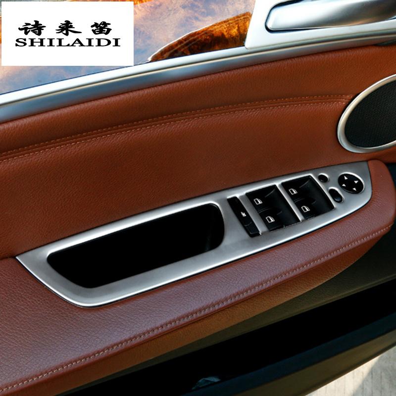 Stylizacja Samochodu Naklejka na Panel Pokrywy Podłokietnika Drzwiowego dla BMW X5 e70 X6 e71 Stal Nierdzewna Listwa Ozdobna Przycisków Podnoszenia Szyb