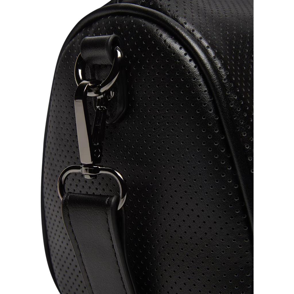 Jordan 3L perforierte Reisetasche mit besticktem Logo Verstellbarer abnehmbarer Schultergurt Synthetikleder Unisex Reisetasche Schwarz IR8411-010