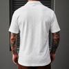 Camisa Jacquard Casual para Hombre con Cuello de Solapa de Manga Corta y Botones