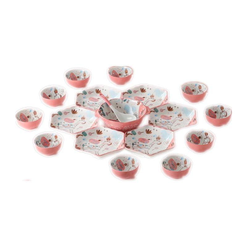 Qianhua Zhike Deer Towards the Sun Ceramic Dinnerware Set