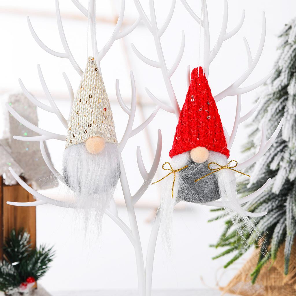 Knitted Sequin Santa Claus Doll Pendant - Festive Christmas Decoration