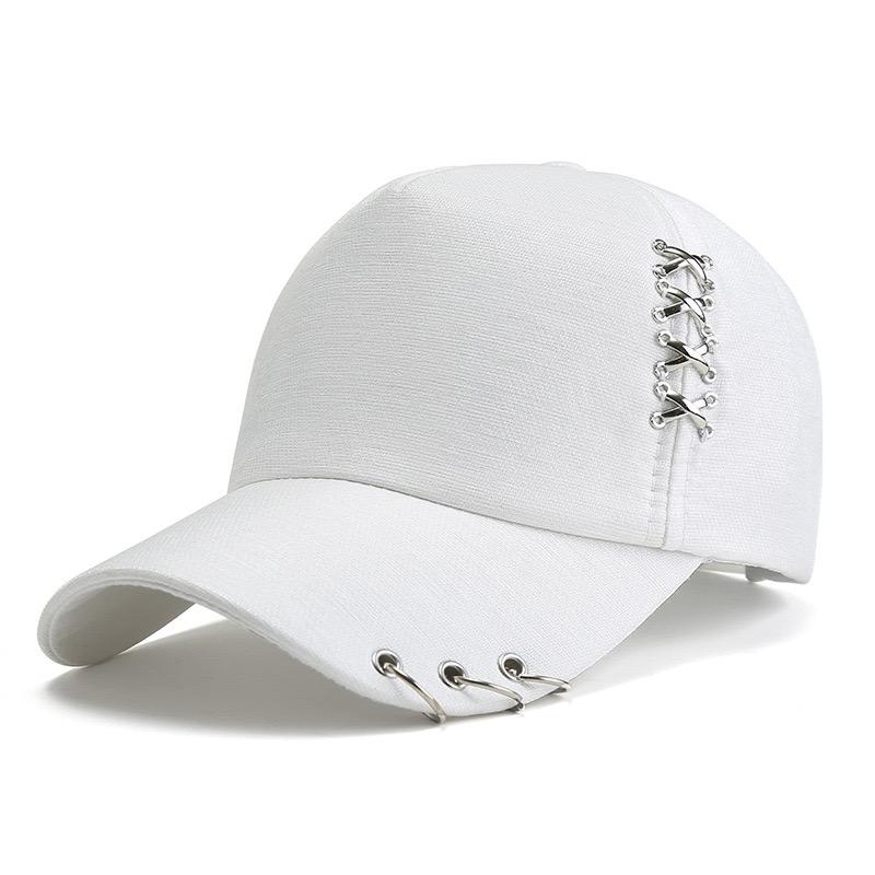 

Hot Sale Unisex Y2K Cap Solide Plain Baseball Cap Outstreet Women Cross Metal Decoration Cap Female Trendy Hat 54cm-60cm білий
