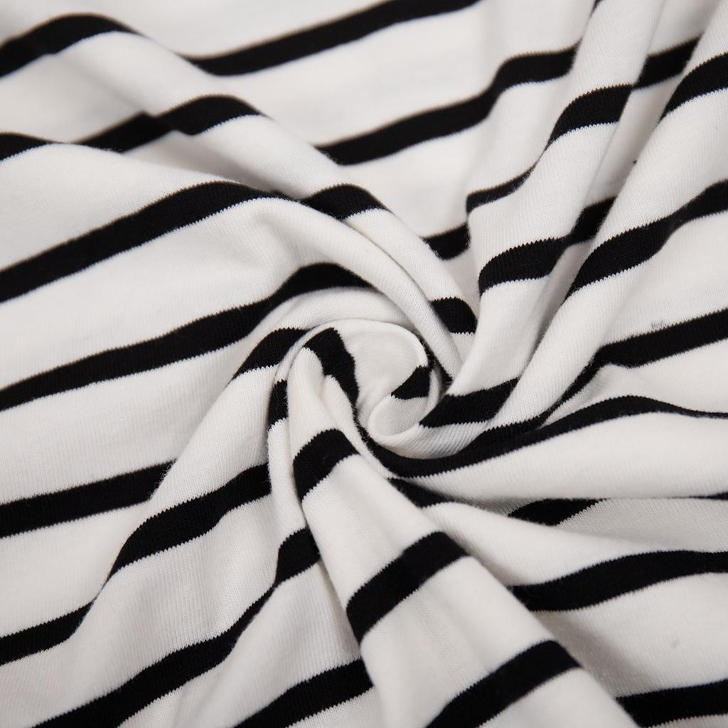 2025 Spring Fashion Striped Long Sleeve T-shirt Women's Cotton Round Neck Casual Versatile Top for Europe and America