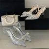Eilyken 2026 Spring Fashion Pointed Toe Low Heels Crystal Bowknot PVC Transparent Pumps Women Wedding Sandals Prom Party Shoes