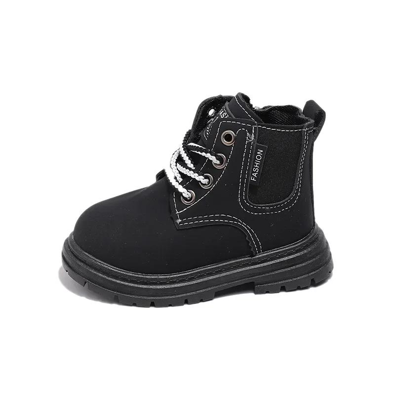 Kids Ankle Boots British Style Classic Boys Girls Short Boots with Side Zipper 2024 New Children Chelsea Boots Fashion Handsome