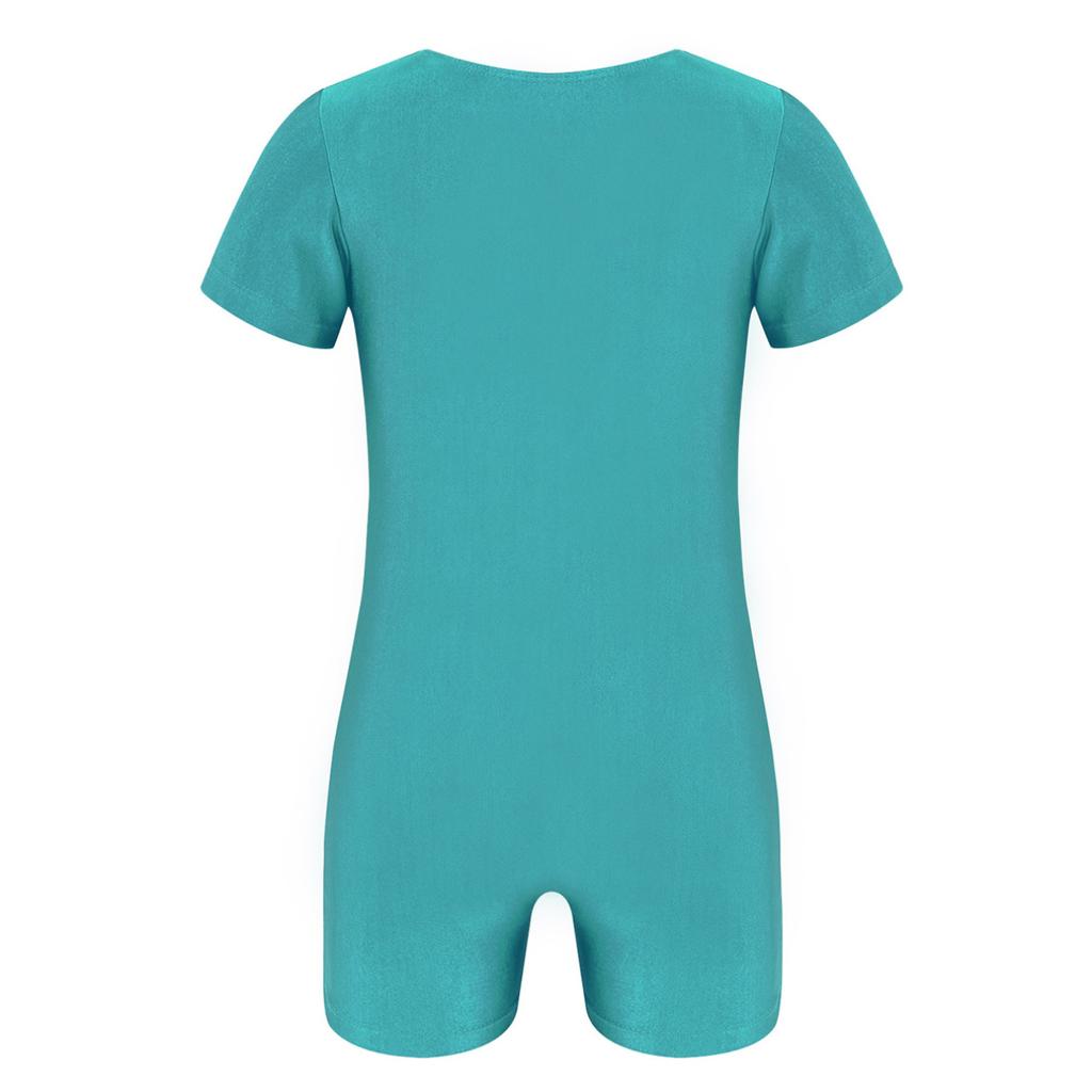 Kinder Jungen Mädchen Kurzarm Einfarbig Dehnbar Ballett Tanz Gymnastik Trikot Overall Unitard