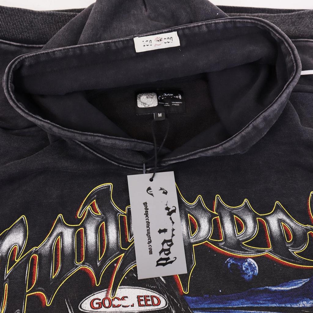 Godspeed Retro Skull Racer Hoodie - Washed-Out Street Rock Style