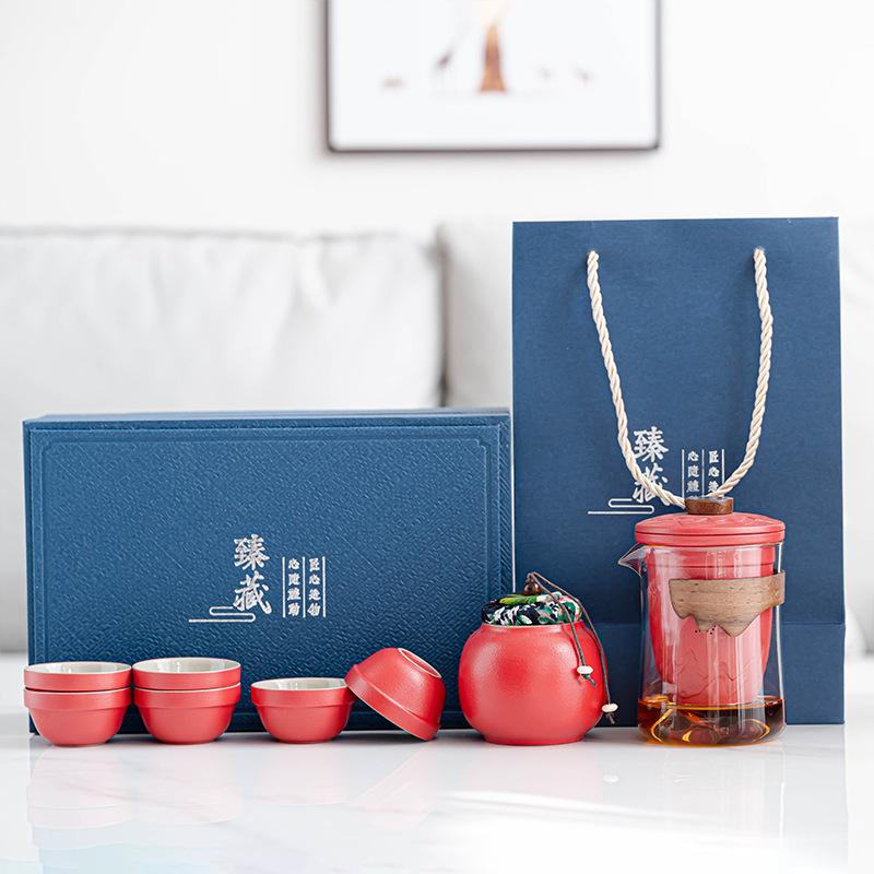 Travel Tea Set Glass Outdoor Kung Fu Teacup Japanese-style Brewing Teapot Portable Express Cup Business Gift Set