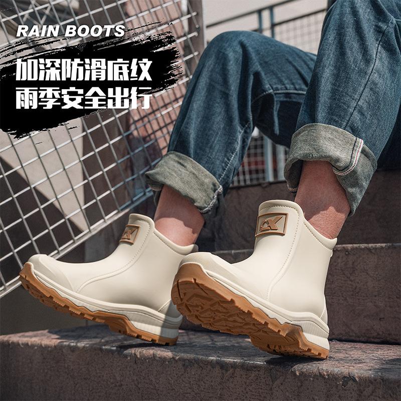Water Shoes New Men's Fashion Medium Tube Rain Boots Short Tube Rain Shoes Platform Environmental Protection PVC Outdoor Fishing