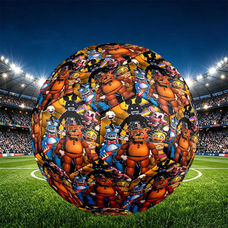 Five Nights At Freddy's Print Size 5 Soccer Ball, PU Wear Resistant Football for Match Training and Daily Practice, Birthday Gift for Soccer Fans