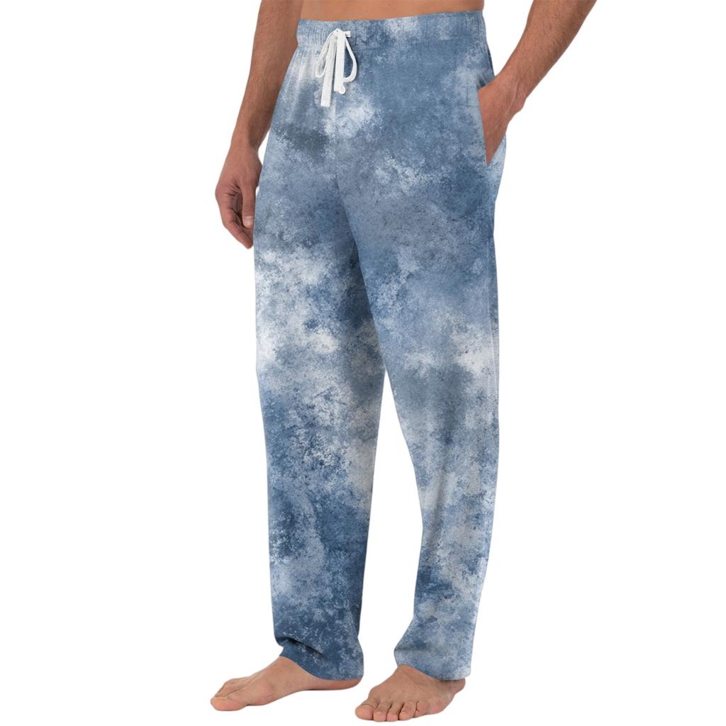 Men's Knitted Fashion Print Pocket Casual Pants Pajama Pants