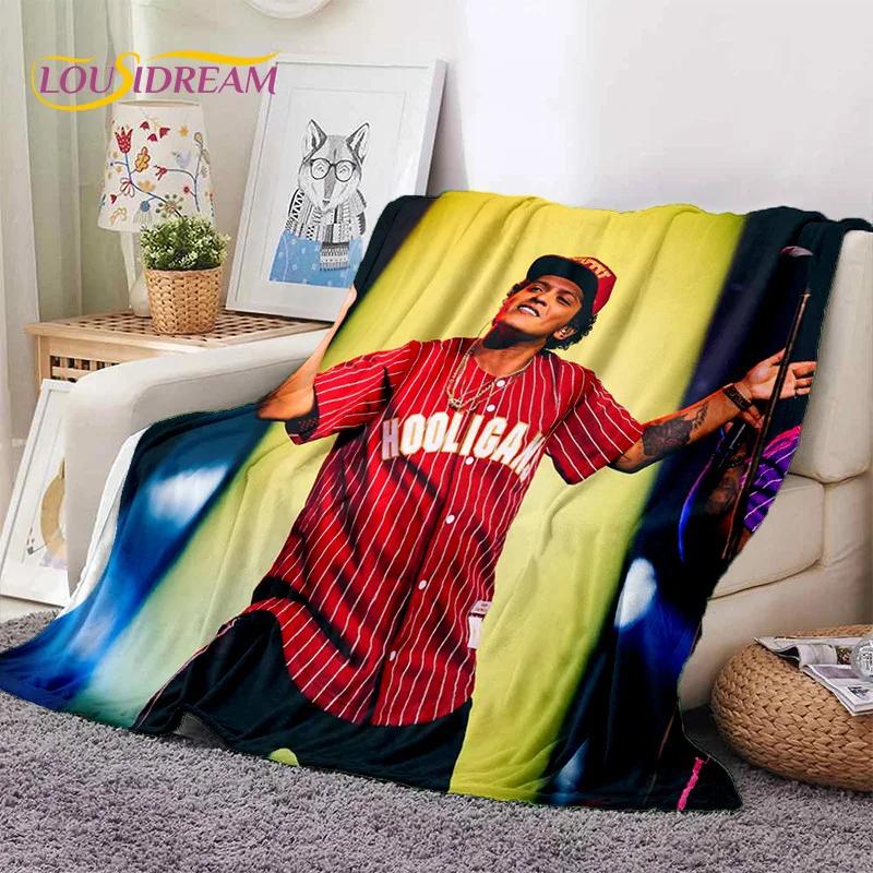 Bruno Mars D Soft Flannel Throw Blanket Comfortable for Picnic Bed Home Bedroom Cover Perfect Kids Gift