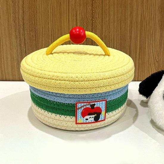 Storage Box with Lid Dust-Proof Organizer Colorful Cotton Thread Container for Bedside Table Dressing