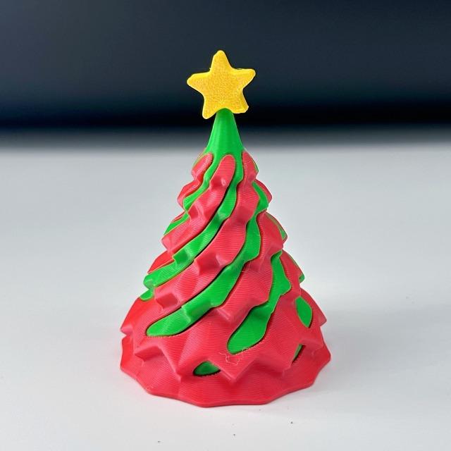 3D Printed Spiral Cone Christmas Ornament - Small Funny Passthrough Fidget Toy, Festive Xmas Gift for Family