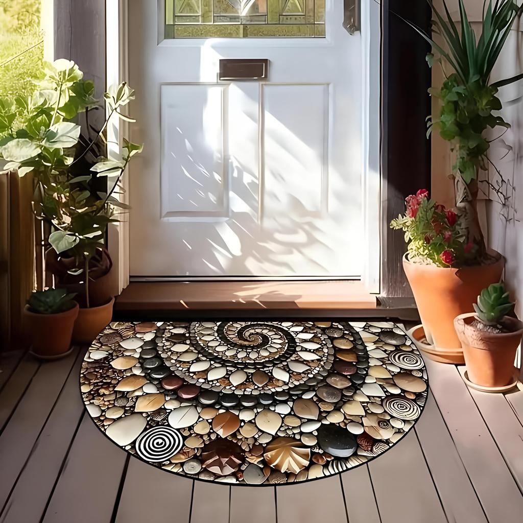 60*90cm Colorful Pebble Welcome Door Mat - Non-Slip Rubber Backing, Absorbent Doormat for Indoor/Outdoor, Decorative Entrance Mat for Home