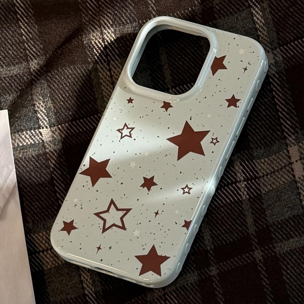 Retro Ins Style Brown Star Apple 16 Mobile Case IPhone 15 Pro Max Applicable To 12 Anti Fall 14 Soft 13
