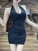 Pure Desire Halter Neck Slim Fit Tank Dress – Enhances Bust, Sleeveless, High Waist, Solid Color