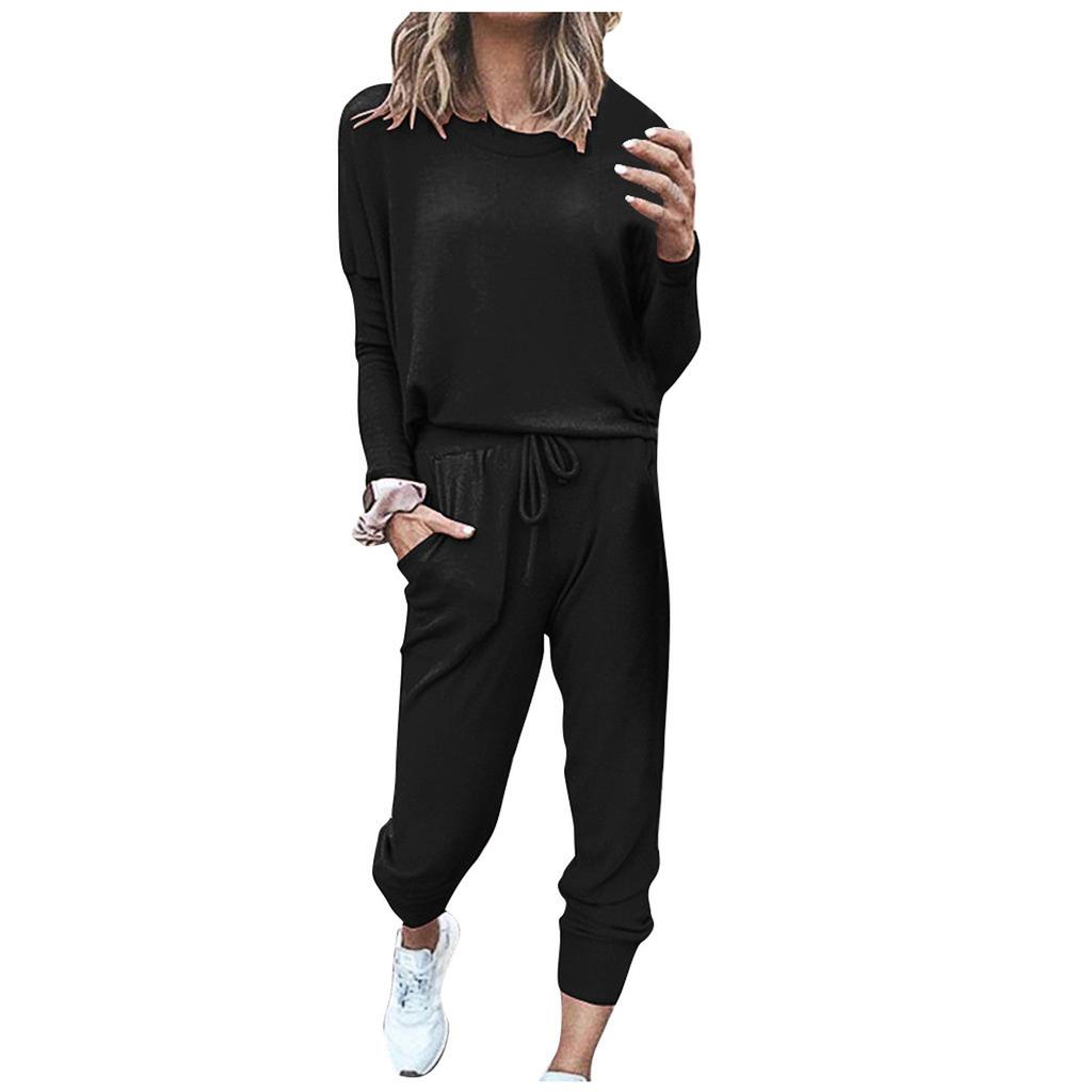 Women Fashion Pullover Long Sleeve Bandage Loose Pants Sweatsuits