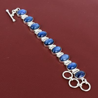 Kyanite Bracelet Genuine Gemstone Jewelry 925 Sterling Silver Bracelet Adjustable Chain Handmade Bracelet Gifts For Mom Unique Style Jewelry