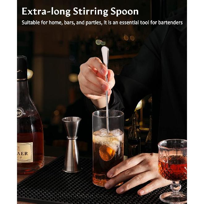 Lovingly Yours 9.5-Inch Long Spoon for Stirring, Ice Cream, Coffee, Cocktail, Stainless Steel Long Handle Iced Tea Spoons Set of 4