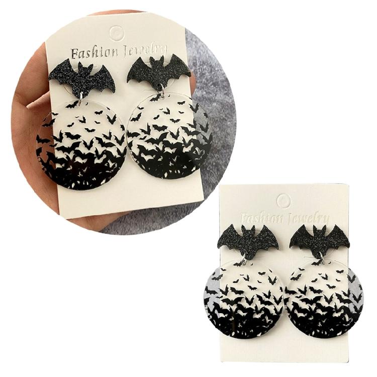 Trendy Earrings Halloween Bat Acrylic Ear Studs Visual Effects Ear Adorments