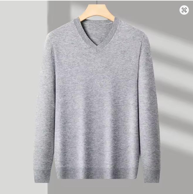 Sweatwear Men's V Neck Basic Solid Color Sweaters V Neck Elastic Pullovers Warm Autumn Knitted Oversized Sweater Men