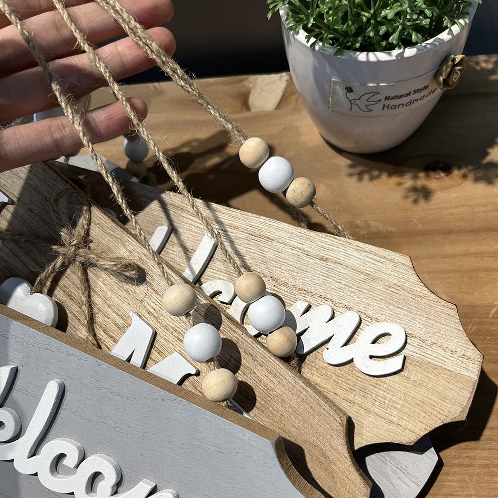 1Pc Wooden Door Sign Welcome Hang Up Welcome Guests in Front of The Door Home Decoration Sign Bow Creative Hang Up