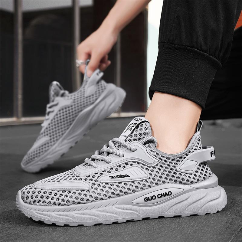 Men'S Breathable Hollow Casual Sneakers Summer Lightweight Soft-Sole Non-Slip Outdoor Walking Shoes Fashion Running Sports Shoes
