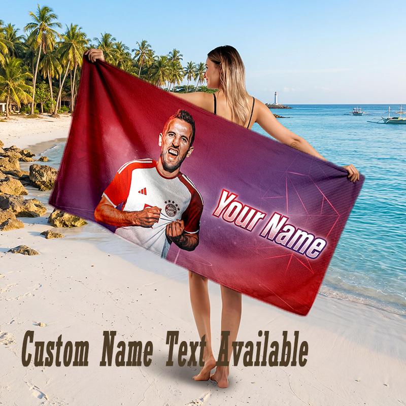 Harry Kane Design Strandtuch mit individuellem Text Großes Handtuch für den Strandurlaub