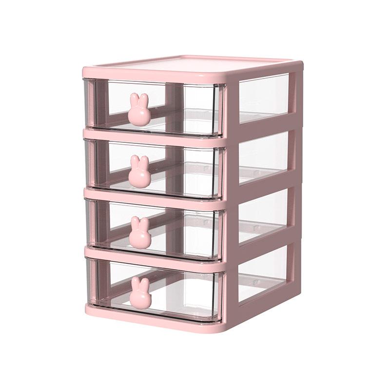 Transparent Little Rabbit Desk Organizer Drawer for Students & Cosmetics