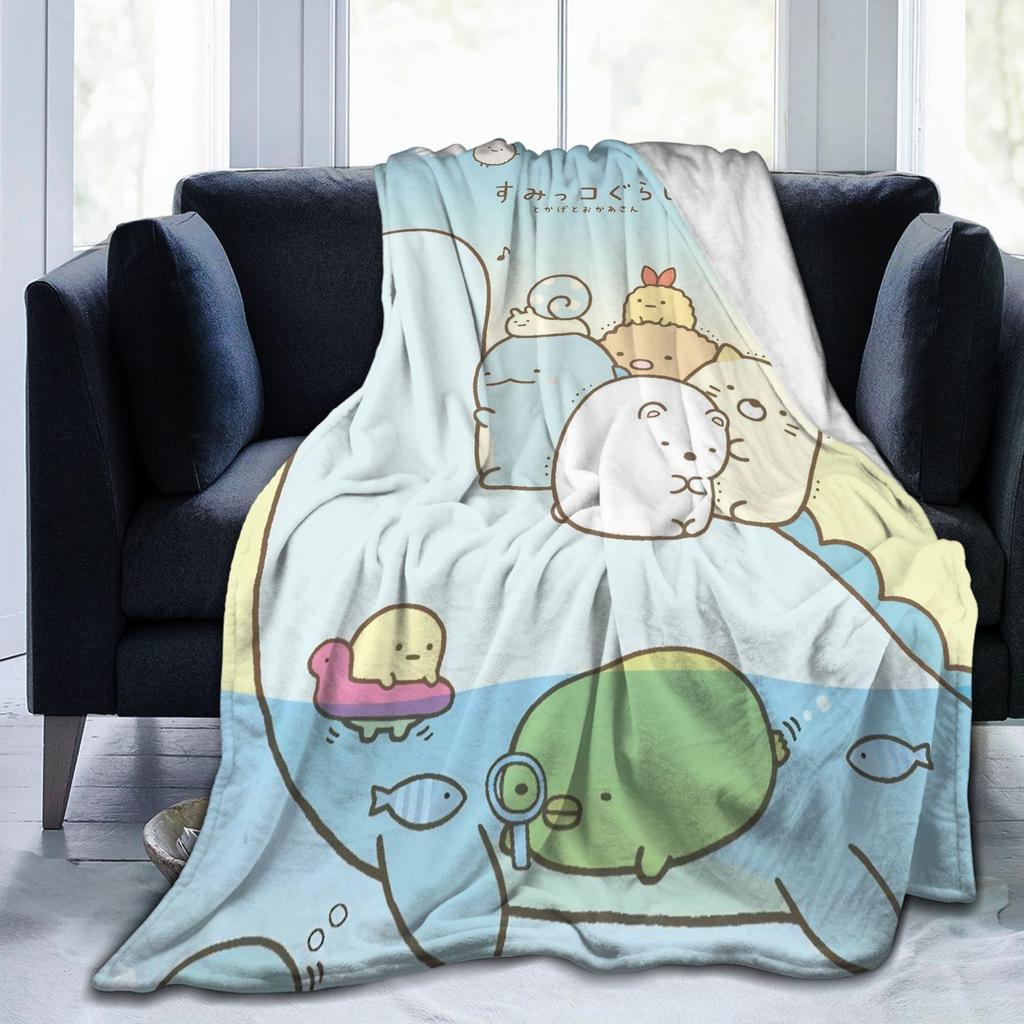 Sumikko Gurashi Cartoon Flannel Throw Blanket Shirokuma Penguin for Bedspread Knitted Blanket Car Lightweight Multifunction