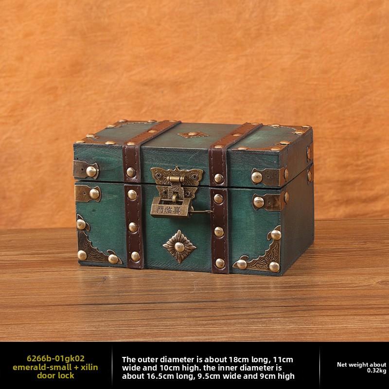European Retro Wooden Lock Storage Box Home Storage Box Wooden Box Decorative Ornament Secret Room Escape Prop Box