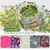 6 Box Nail Pigment Pulver Glittrande Dekorativt Icke-fallande Mode Högglans Färgglad Faux Diamond Glitter Pulver Hushållsartiklar