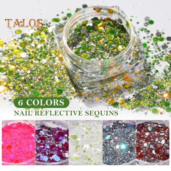 6 Box Nail Pigment Powder Sparkling Decorative Non-falling Fashion High Gloss Colorful Faux Diamond Glitter Powder Household Supply