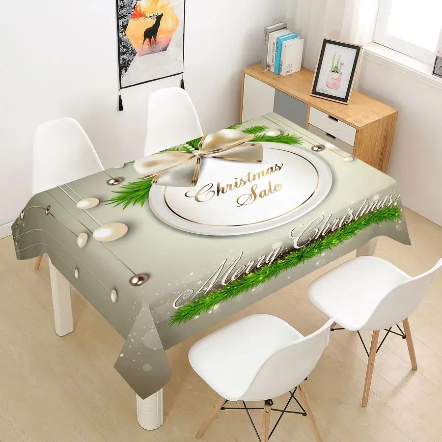 Rectangular Green Christmas Table Cloth Cover Party Tablecloth For Dining Tables Decoration Coffee Manteles Para Fiesta
