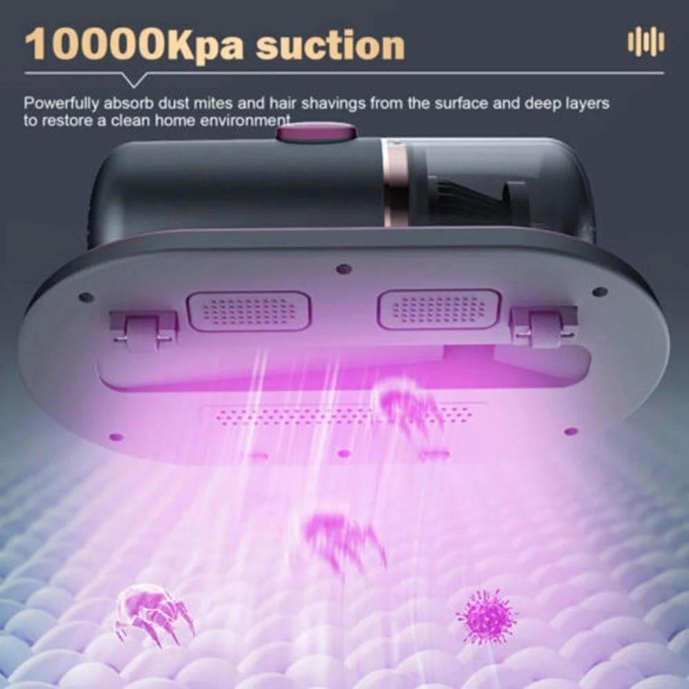 10000PA Kabelloses Tragbares Entstaubungsgerät Haushalt Handstaubsauger UV-C Milbenentferner Matratzen Sofas Reiniger
