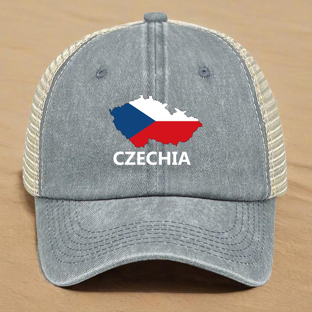 Verstellbare Netzmütze Sonnenhut Tschechien Karte Flaggen Kappen Für Frau Retro Stilvoll Snapback Truckerhut Ideale Wahl Für Street Wear