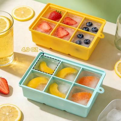 1PC 6 Grid Thickened Silicone Ice Grid with Cover - 100% Food Grade Freezing Mould