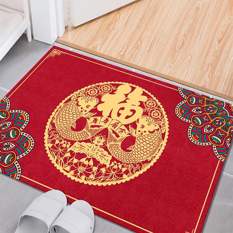 Festive Red Entryway Door Mat
