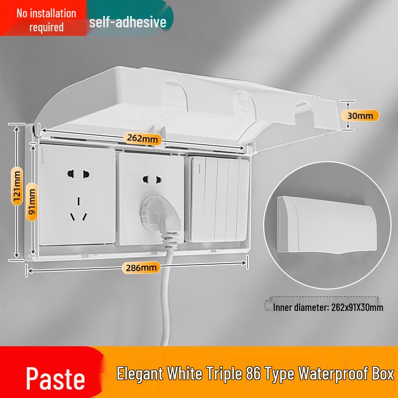 Cubierta de Enchufe Adhesiva Impermeable Tipo 86 para Baño - Caja Anti-Golpes con Protección Infantil