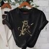 Y2K Harajuku Retro T-shirt Music Festival Cat Playing Guitar Casual Party Summer New Style Suitable for Both Men and Women