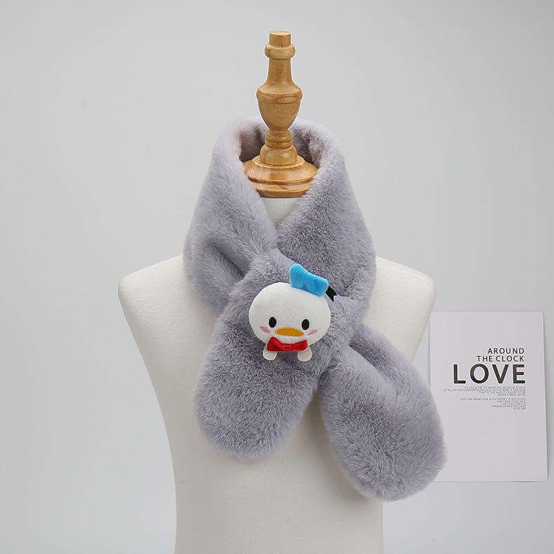 2025 Cartoon Cute Faux Rabbit Fur Children's Plush Scarf - Winter Thickened Neck Warmer for Boys and Girls.