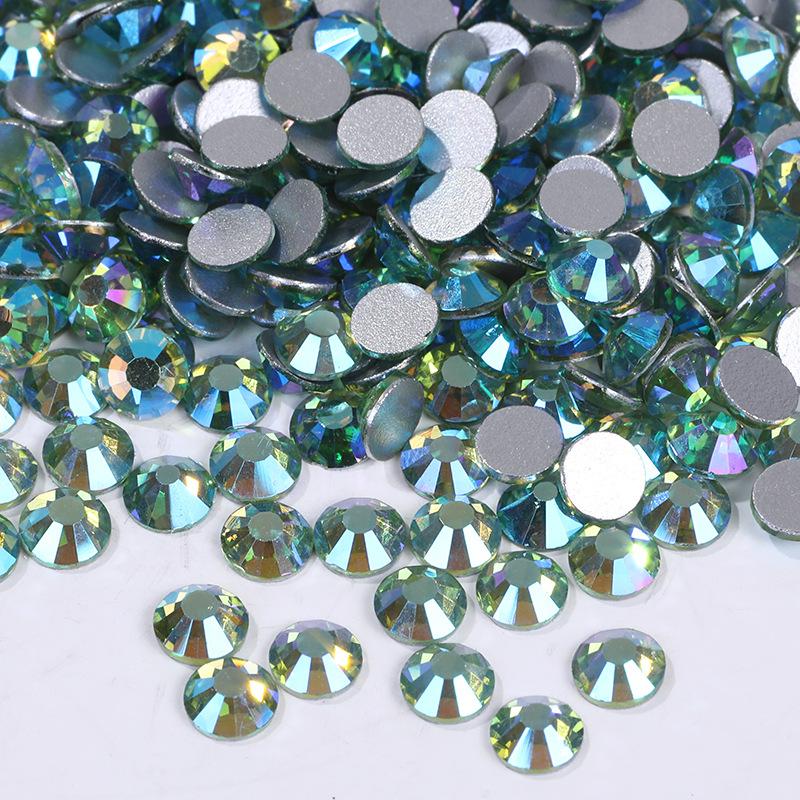 Color Ab Crystal Glass Flat Bottom Drill Round Nail Drill Diy Colorful Nail Jewelry