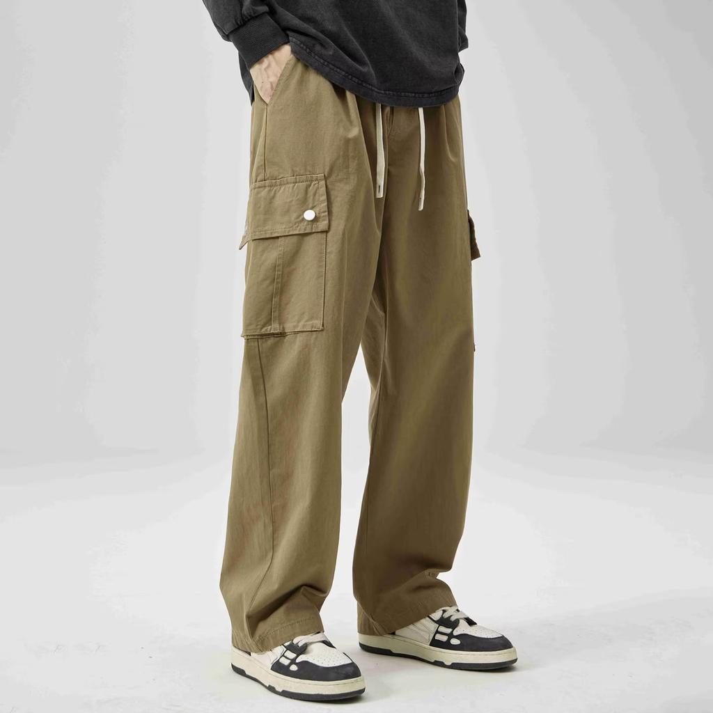Overalls men's autumn new ins trendy brand cotton loose casual pants multi-pocket ruffian handsome straight trousers