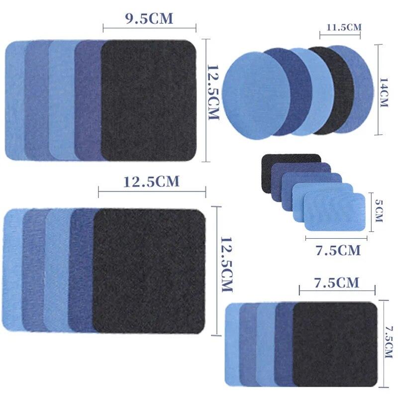 5~25Pcs Denim Iron-on Patches Repair Kit 100% Cotton Strongest Glue For Jeans and Clothing Inside&Outside Repair and Decoration