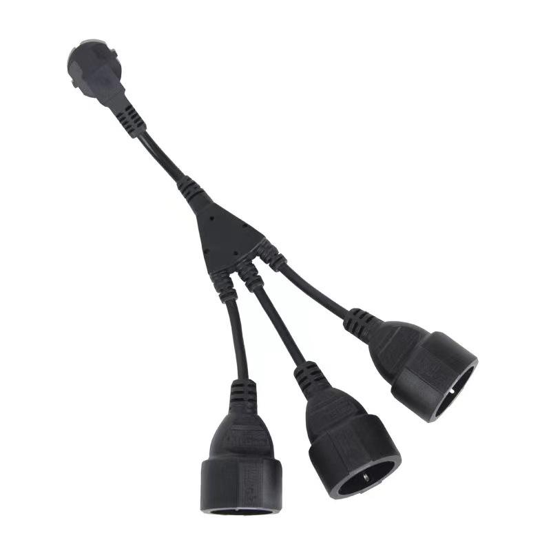European Standard 35cm 1-to-2 Three-Pin Male & Female Socket Extension Cord, 1.5mm² Power Cable