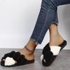 Fashion Hot Sale Cross Straps Double Straps Plush Slippers Sexy Leopard Soft Sole Floor Shoes Home Non-slip Warm Lightweight Flip Flops