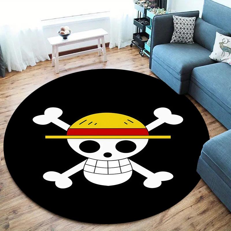 One Piece Anime Round Area Rug Carpet Rug For Living Room Bedroom Sofa Playroom Decor Nonslip Floor Mat