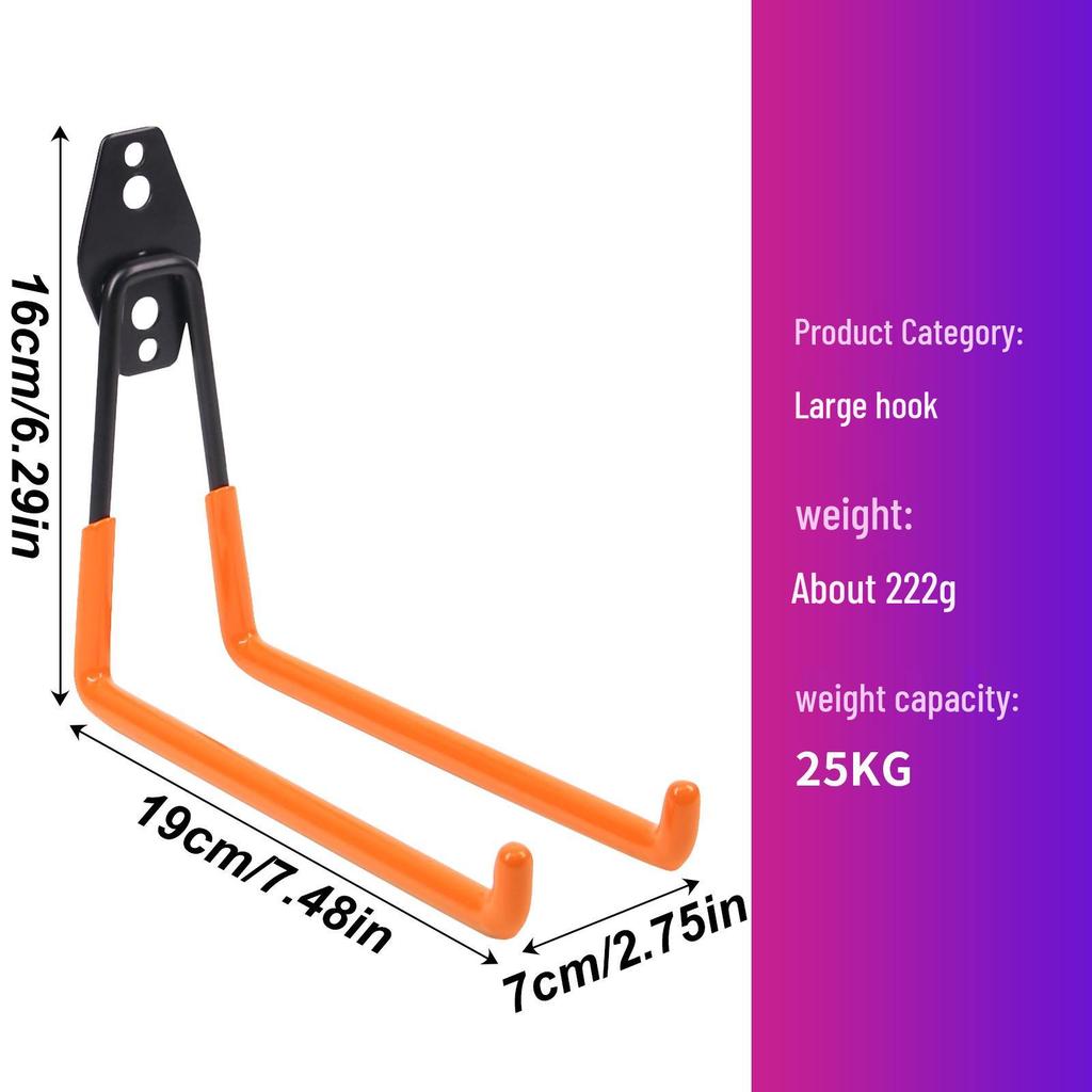 Garage Wall Mount Hooks for Tools, Bicycles, Skateboards, Ladders, and More