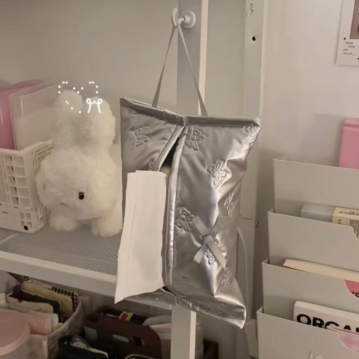 Korean-Style Bow Knot Tissue Holder - Chic Wall & Bathroom Decor